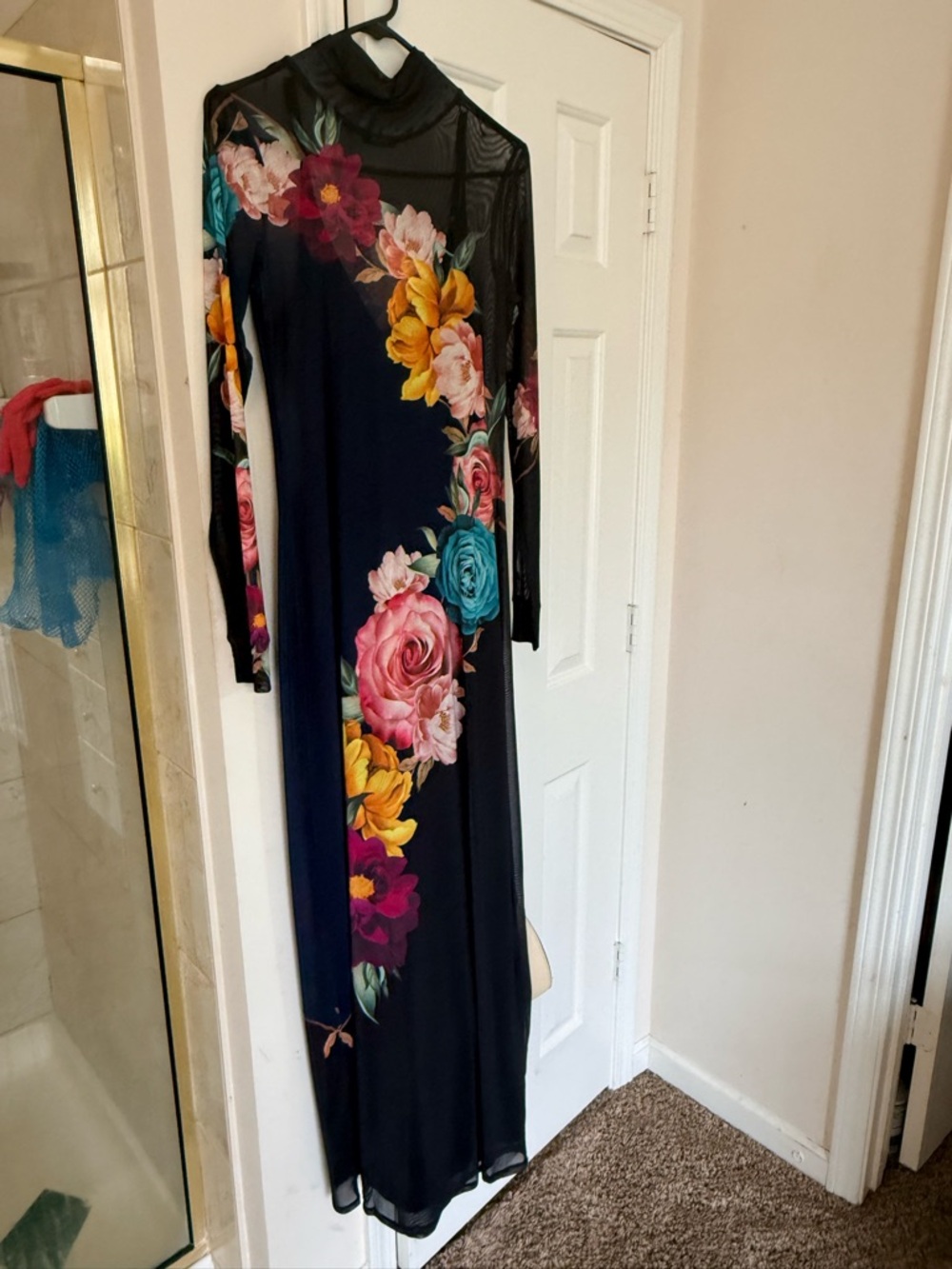 AFRM Black Long-Sleeve Floral Maxi Dress